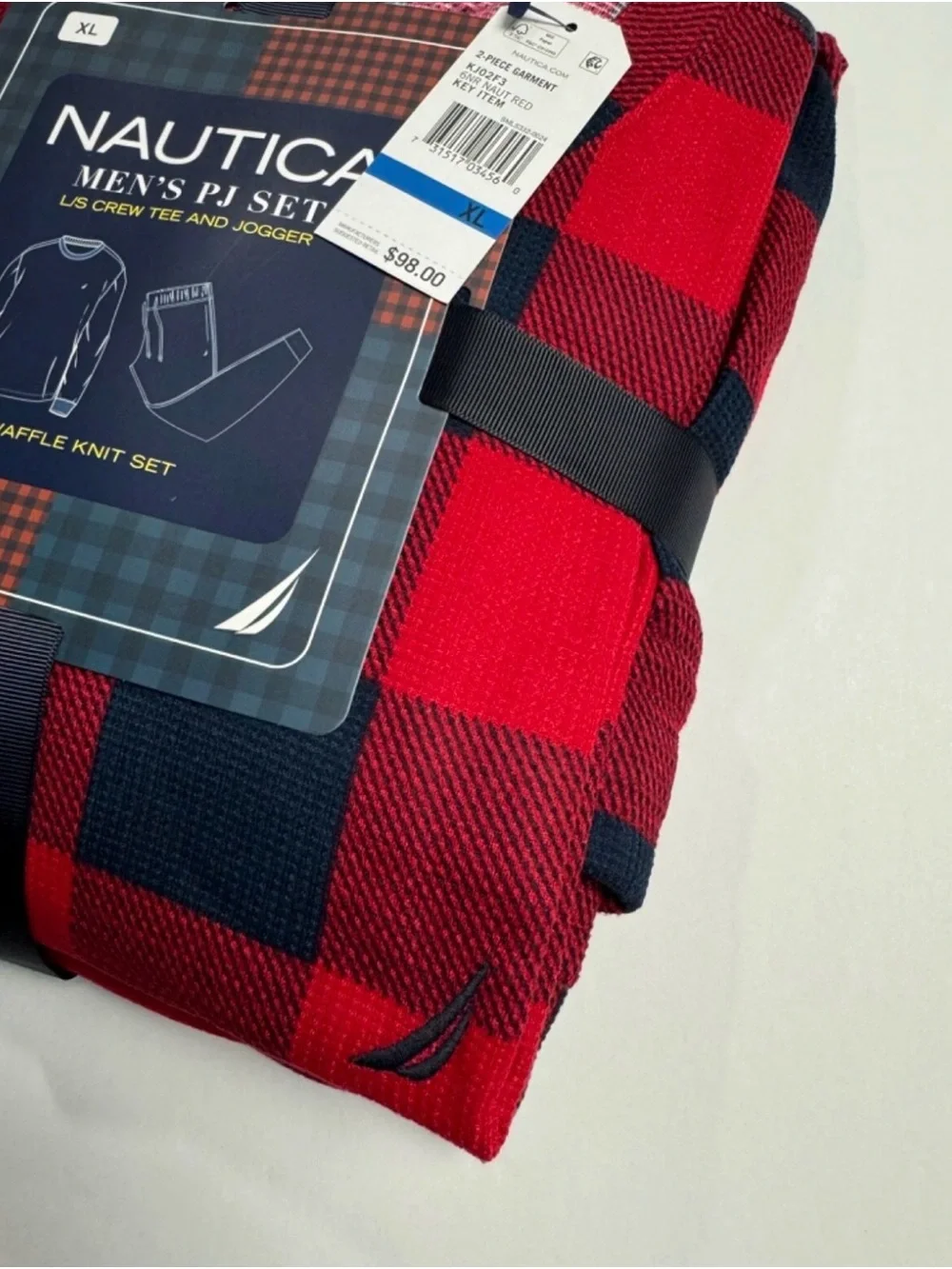 Nautica Men's PJ Set - Red & Navy Buffalo Check XL